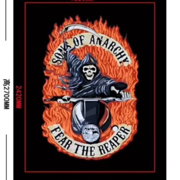 Sons of Anarchy Blanket – Fear the Reaper – 90" x 90-100" – Ultra Soft Fleece - Picture 2 of 2